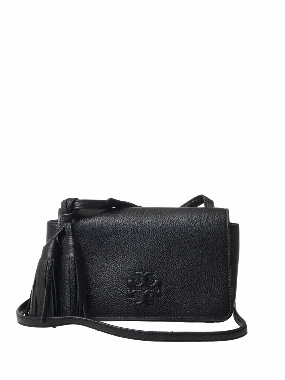 Tory Burch Thea Black Leather Shoulder Evening Crossbody Bag with Tassel